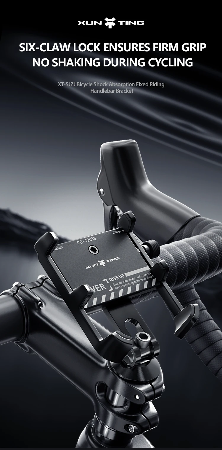 Xunting 360° ° Drehbarer elektrischer Fahrrad-Telefonhalter aus Aluminiumlegierung, rutschfeste Halterung, universelles Mobiltelefon – Detail 1