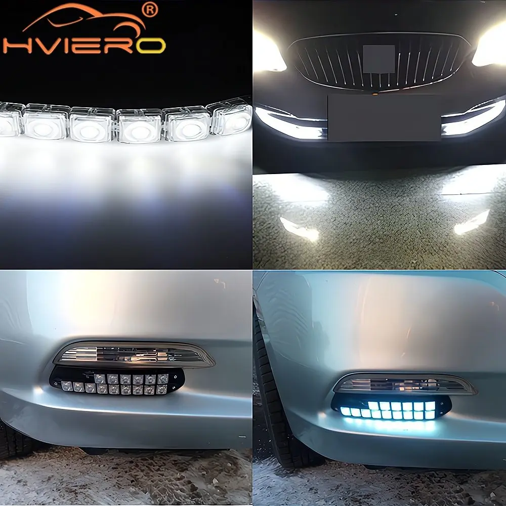 2 pçs carro led drl luz de circulação diurna flexível led branco à prova dwaterproof água condução nevoeiro lâmpadas aviso estilo auto tronco