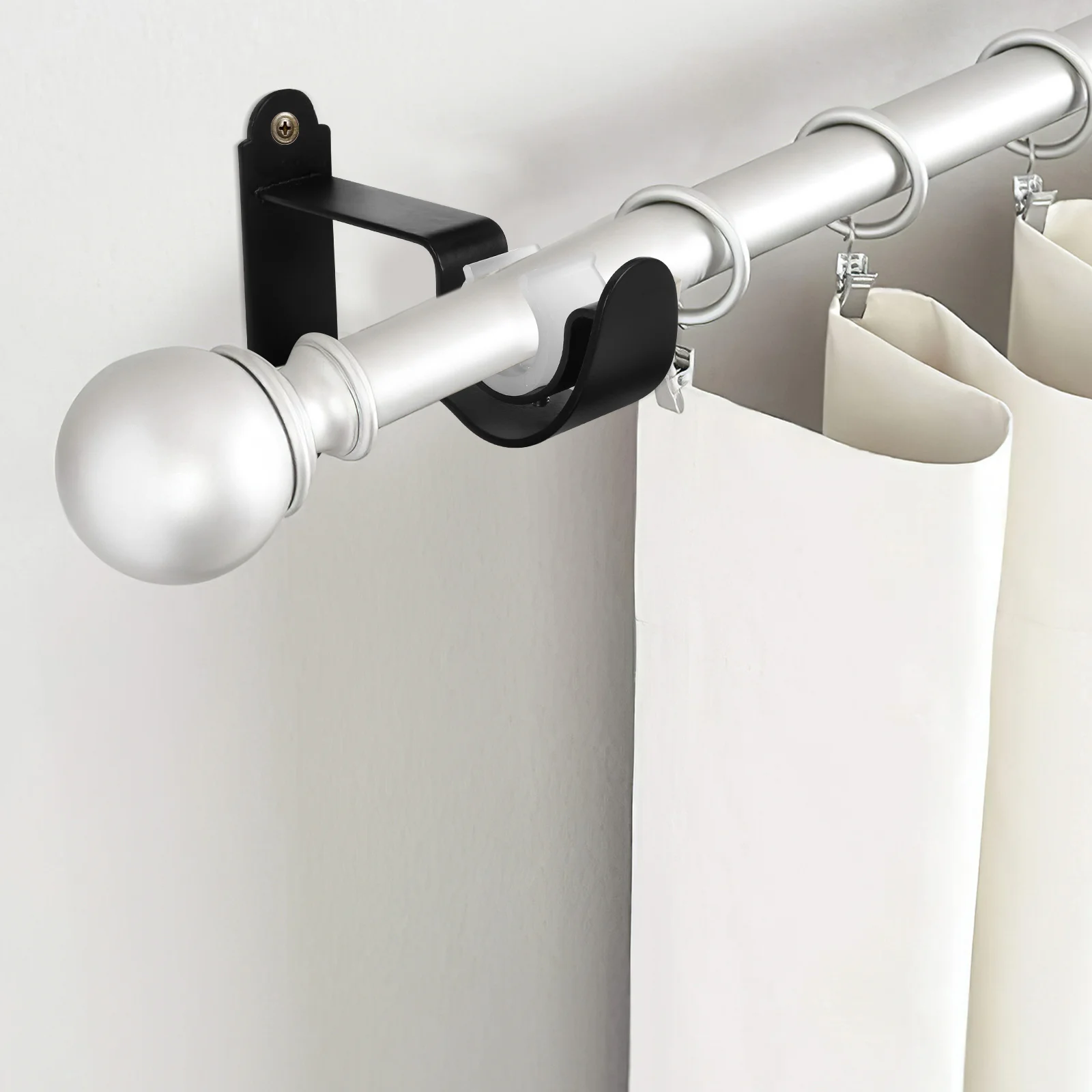 

2pcs Iron Rod Brackets Household Wall Mounted Compact Space Saving Curtain Accessories Curtain Bracket Hooks Hardware