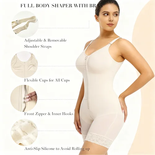 Imagen 2 del producto Fajas Colombianas correas desmontables moldeador de cuerpo completo barriga adelgazante posparto etapa 3 faja Push Up levantador de glúteos Shapewear
