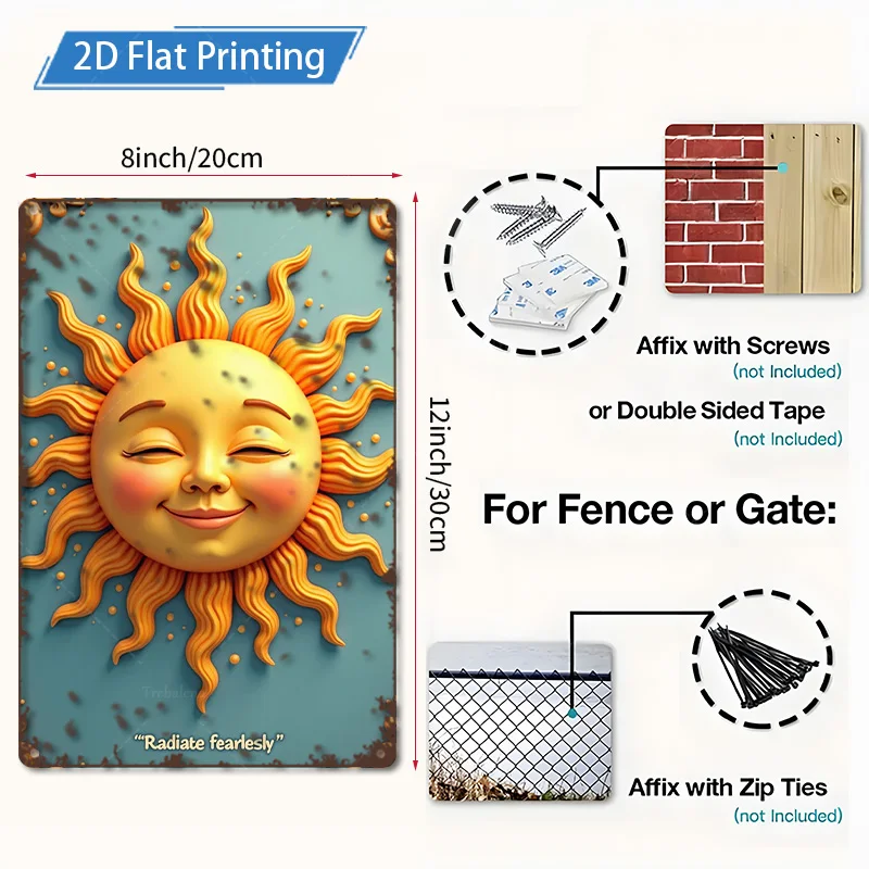 1 قطعة 8x12 بوصة علامة معدنية "الشمس الريفية ابتسامة علامة معدنية: "الشعاع بالشعبد" ديكور مزرعة عتيق" #2