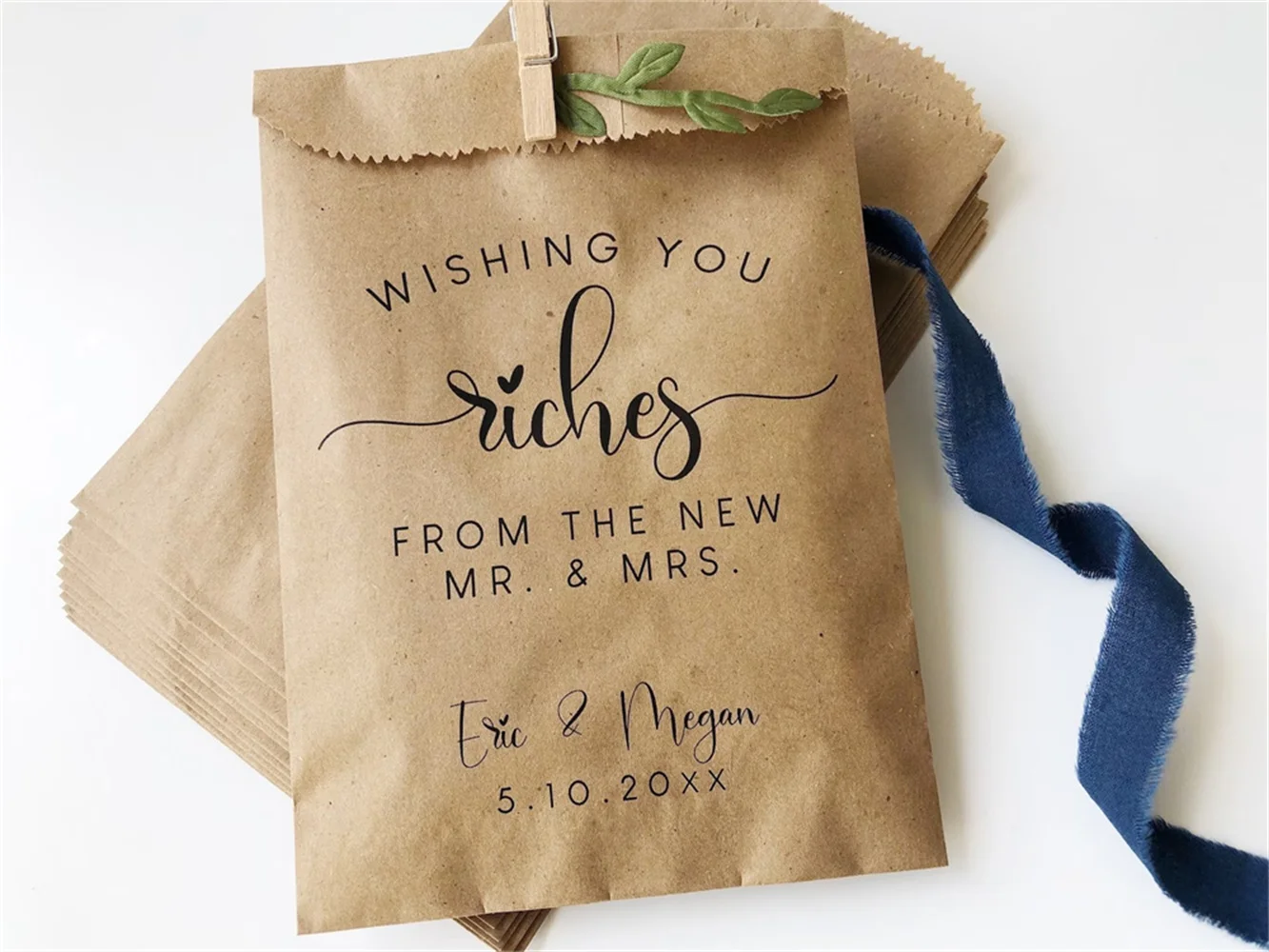 

50 Custom Lottery ticket favor bags, Wishing you riches from the new Mr. and Mrs.