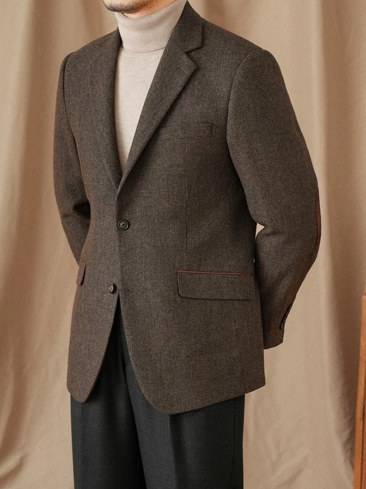 

Faionable Woolen Patchwork Slim Fit Men's Suit Autumn Winter Warm Sli Trendy M Western Clothing Stand Fit Tailore...