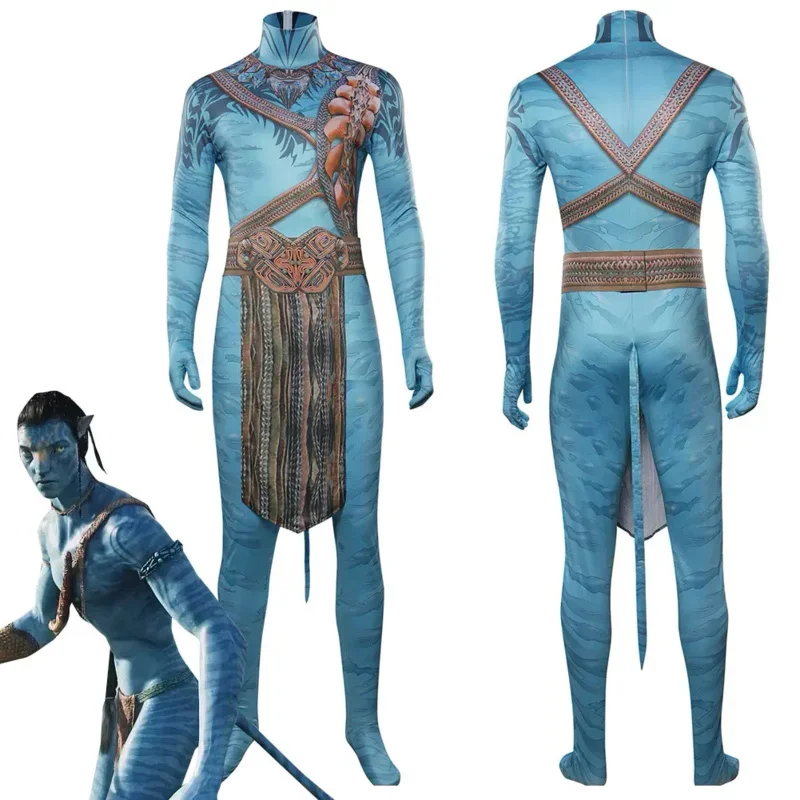 Jake Sully Cosplay Men Costume Aar 2 Movie The Way Of Water Roleplay Fantasia Man Jumpsuit Halloween Carnival Cloth Disguise