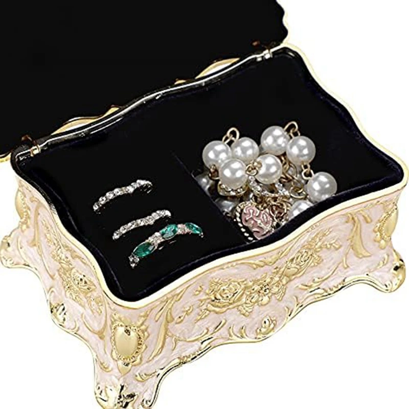 Vintage Jewelry Box, Small Enameled Trinket Box Organizer Rectangular Treasure Chest Box Jewelry Decorative Box-A79M