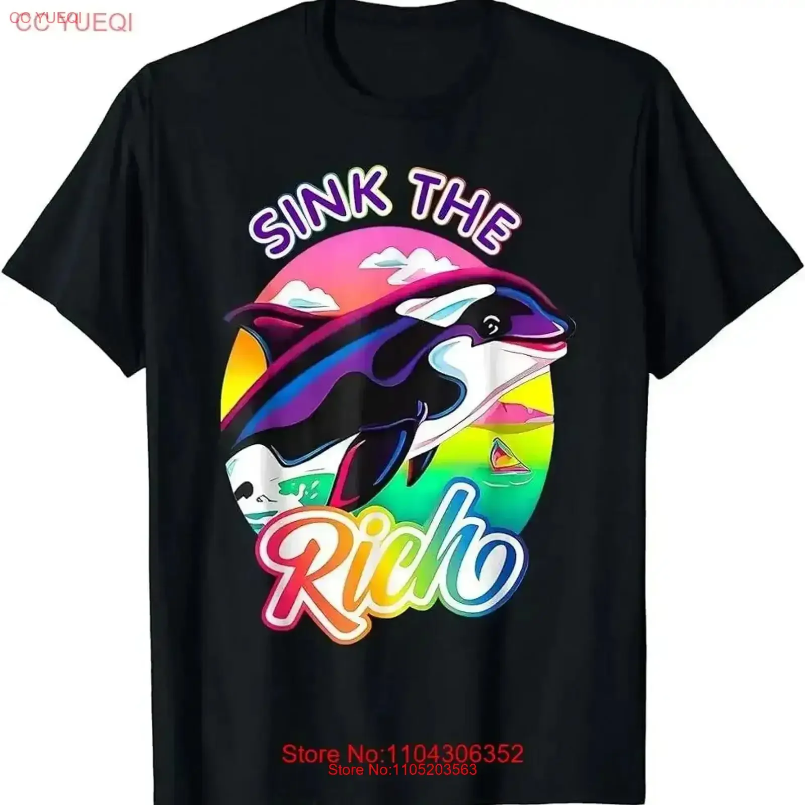 Sink the Rich Funny Orca Killer Whale Meme T Shirt vintage Washed Soft Comfortable graphic Stretched Unisex Stylish Breathable