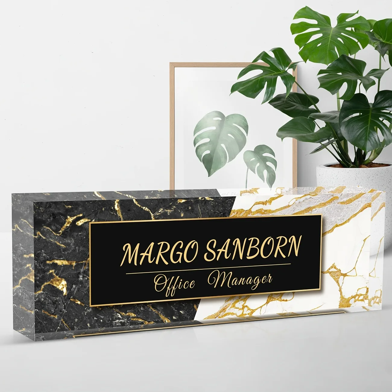 Personalisiertes Acryl-Schreibtisch-Namensschild mit Marmor-Design Büro-Schreibtisch-Dekoration (Nur Dekoration)