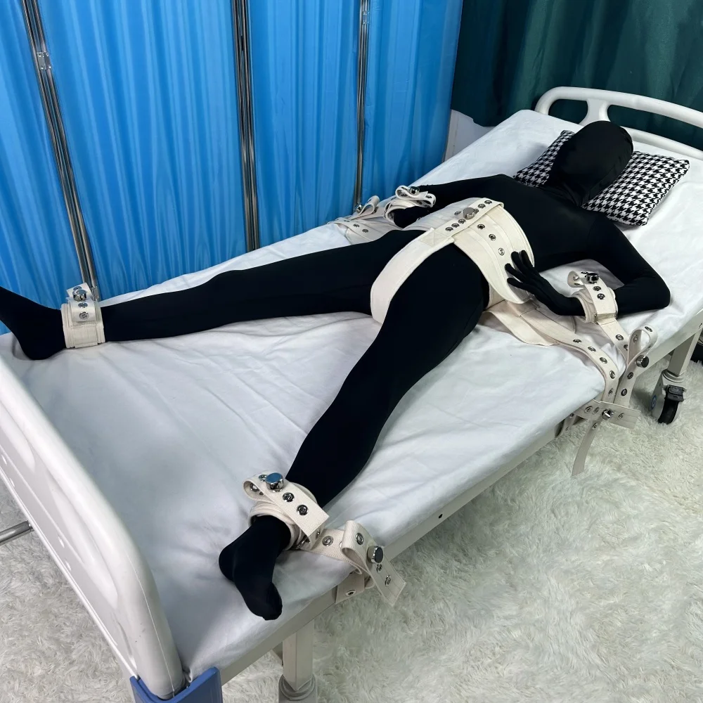Hospital Bed Restraint Kit with Magnetic Locks Soft Psychiatric Restraints for Agitated Patients Cotton Lining Medical Straps