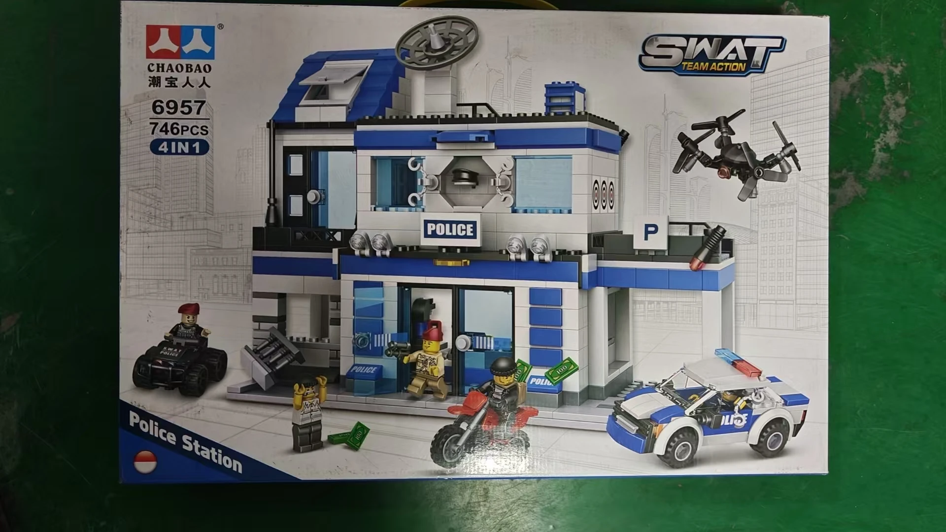 

7446 шт. Полицейский участок 6957, строительные блоки, сборка кирпичей для детей, мальчиков