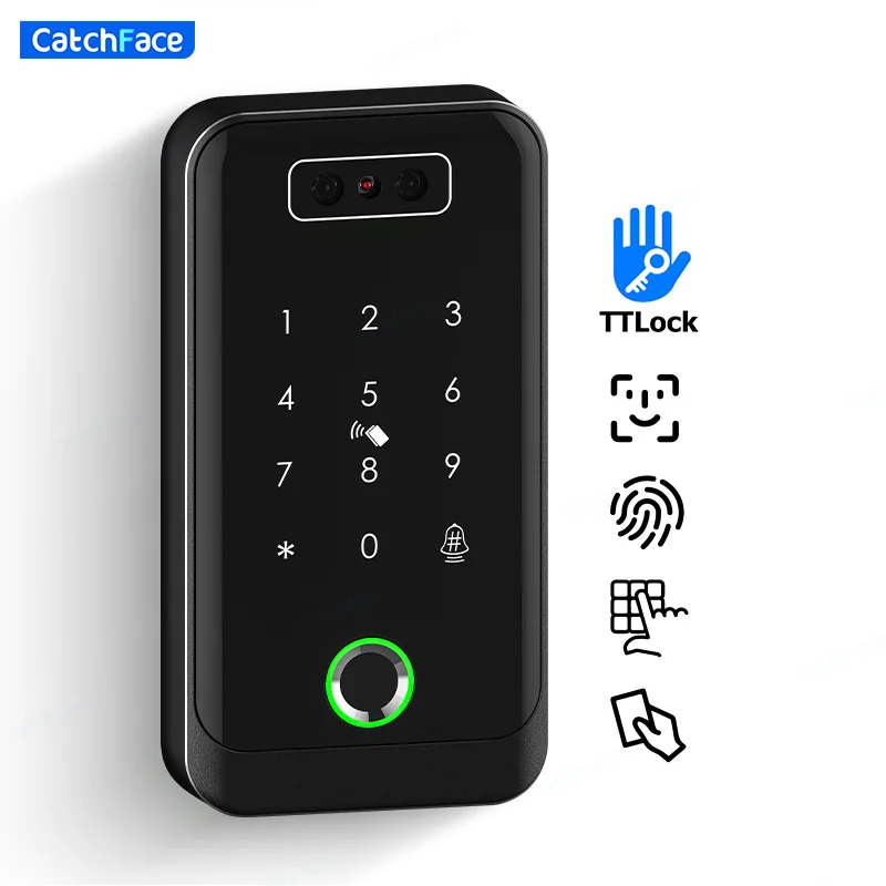 Facial Recognition Access Control Reader Electronic TTLock APP Fingerprint password Card Smart Door Lock for company