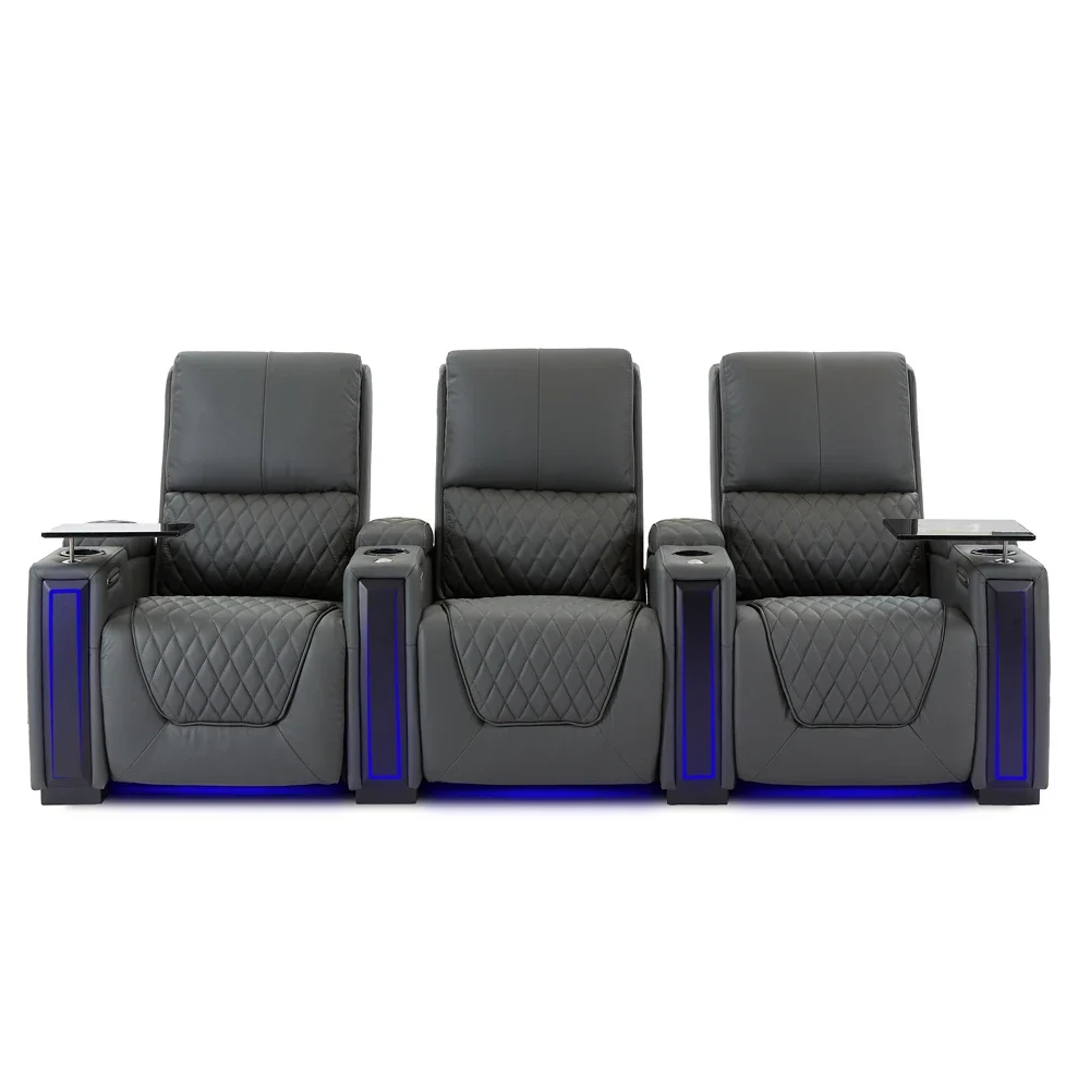 New Design Home One Stop Modern Custom Villa Upholstered Black Loveseat Two Seater Cinema Home Theatre Leather Recliner Sofa