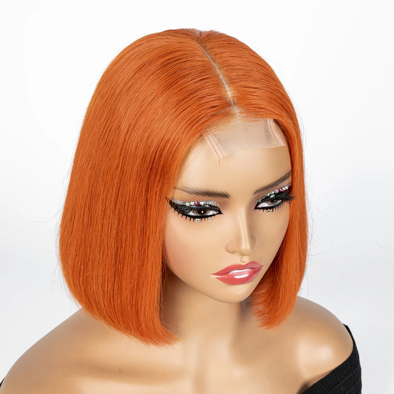 Colored Short Bob Wig Double Drawn Bob Straight 2x6 Lace 250% Density Transparent Lace Closure 100% Human Hair Wigs For Women image 3