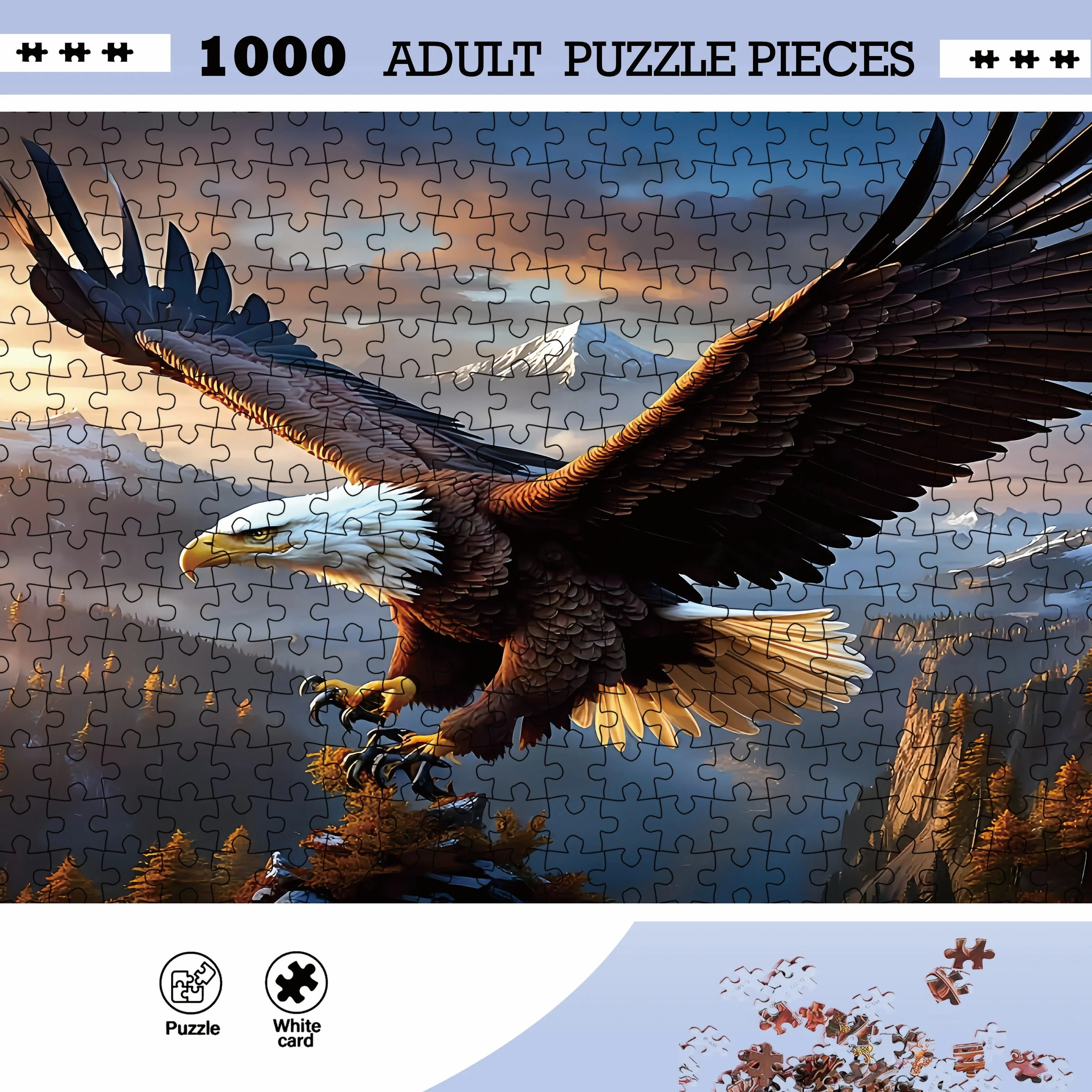 EagleMaster 1000pcs Premium Eagle Themed Jigsaw Puzzle, Durable & Seamless Adult Puzzle with Sturdy White Card, Ideal for Birt