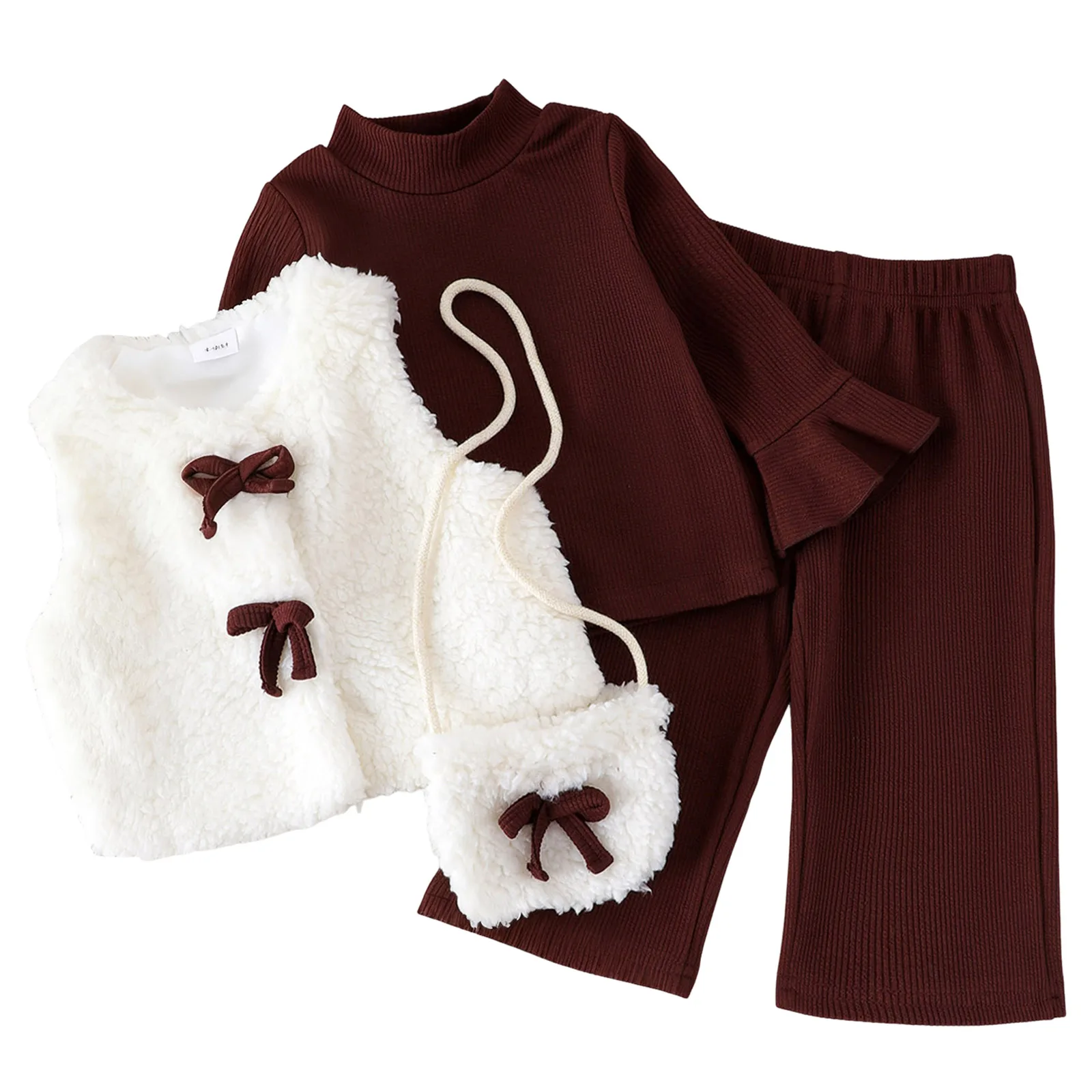 

Big Girls Outfits Retro h Bow Tie Set For Baby Girls Featuring A Bell Sleeved Top And Pants A White h Cute Athletic Top