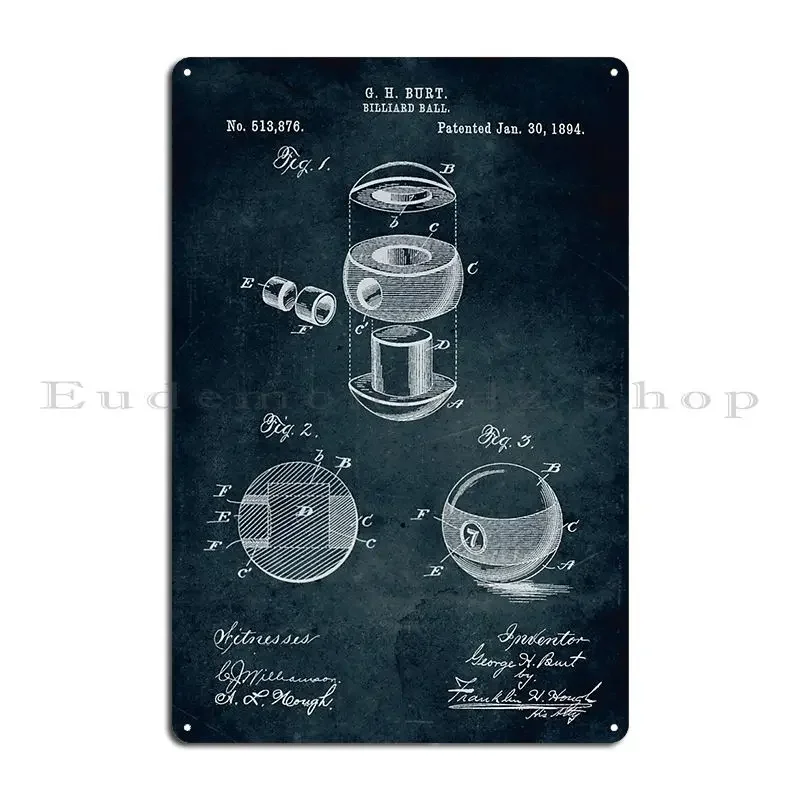 1894 Billiard Ball Metal Sign Garage Retro Customize Plaques Pub Tin Sign Poster