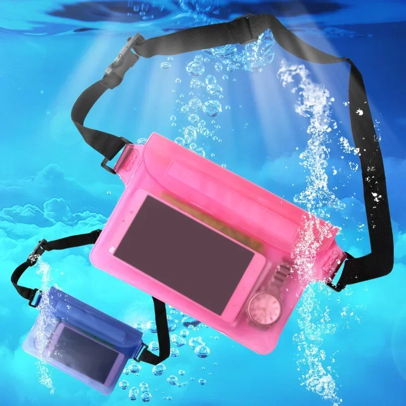 Waterproof Swimming Bag Ski Drift Diving Shoulder Waist Pack Bag Underwater Mobile Phone Bags Case Cover for Beach Boat Sports