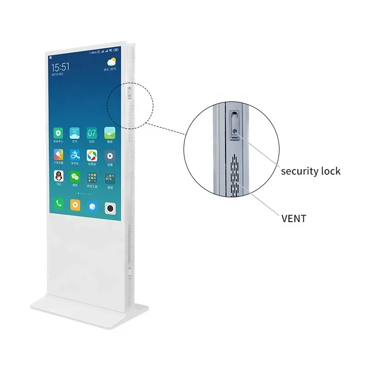 Ultra Thin Vertical Double Sided Touch LCD Floor Advertising Wayfinding Information Kiosk Multimedia Player