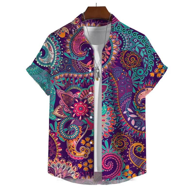 Summer New 3D Persia And India Paisley Pattern Printing Shirts For Men Hinduism Spiritual Totem Graphic Shirts & Blouses Clothes