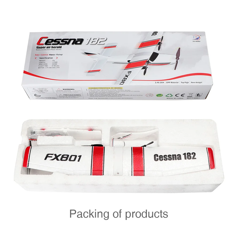 เครื่องบินบังคับวิทยุ FX801 ทำจากโฟม EPP แบบร่อน  2.4G 2CH RTF ปีกตรึง  ของเล่นเครื่องบินรบ  ของขวัญสำหรับเด็ก