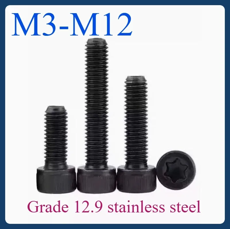 

M3 M4 M5 M6 M8 M10 M12 Black 12.9 Grade Cylindrical Cup Cap Torx Six Lobe Star Socket Head Security Screw Bolt