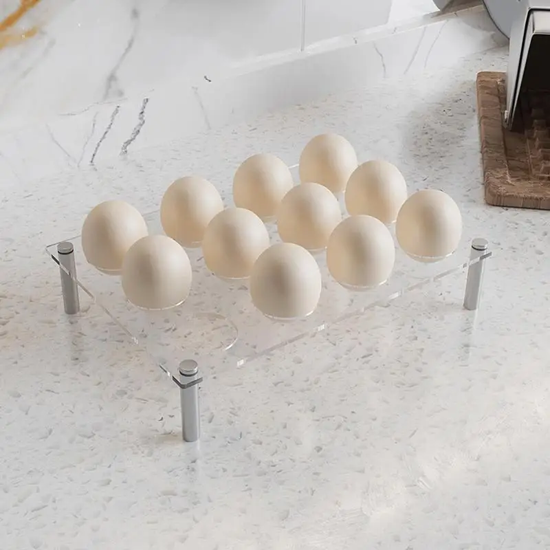 Fridge Egg Organizer 12 Counts Clear Acrylic Egg Tray Organizer Kitchen Storage & Organization Refrigerator Supplies For Home