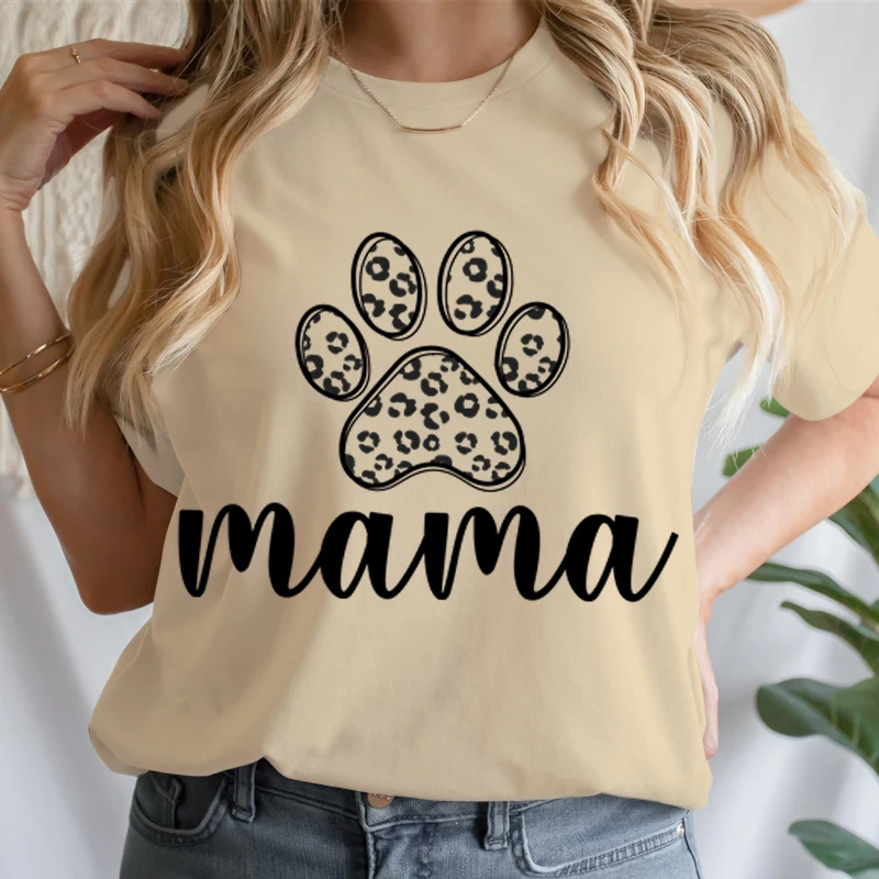 

Fun Cat Mama Vintage Paw Print T Shirts New Fashion Short Sleeve Crewneck Mom Life Tees Vintage Animal Cat Lover Women's Tshirts