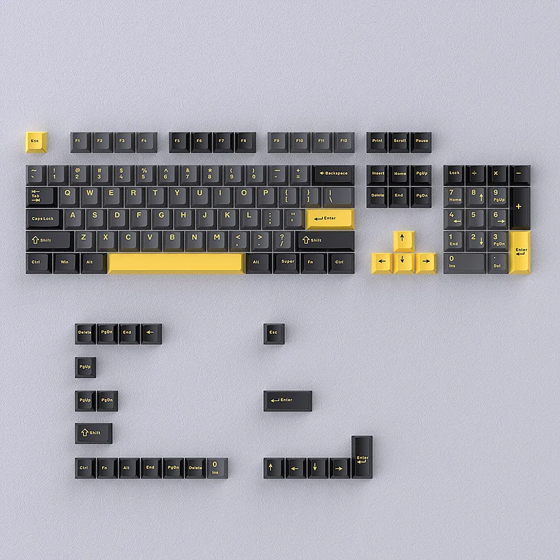 

Gray-yellow mechanical keyboard keycap Sanpin PBT small full set of customized DIY two-color