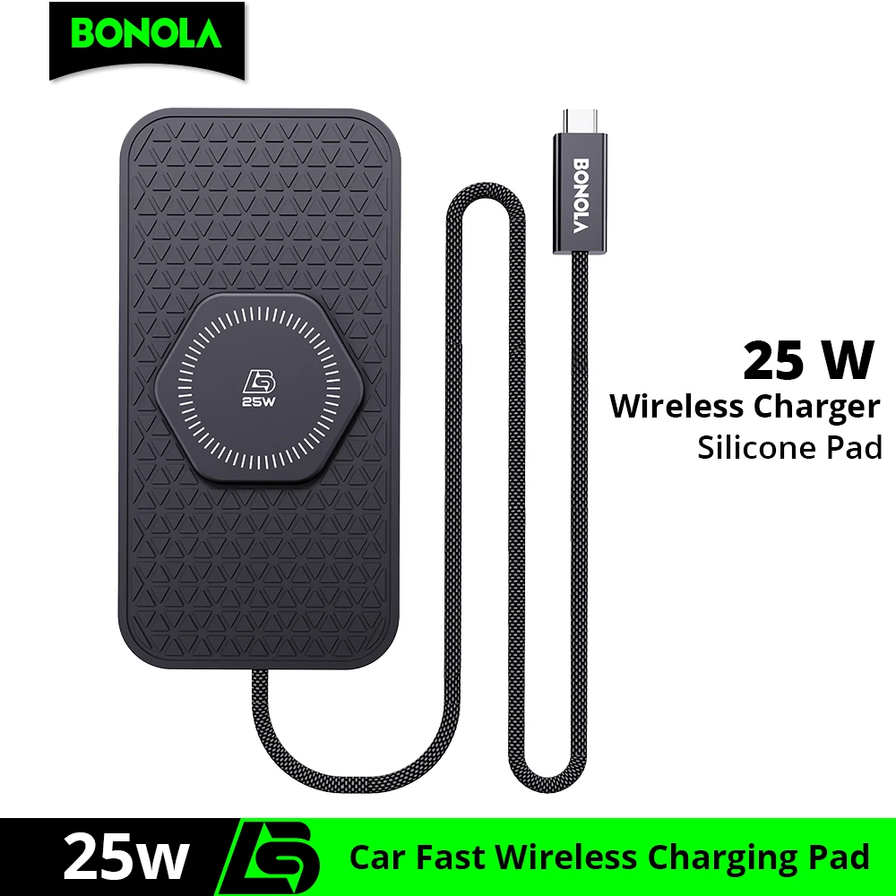 Image of Bonola Silikon-Wireless-Ladegerät für Samsung S26/25/24/23, rutschfest, 25W schnelles kabelloses Laden für Auto, iPhone 17/16/15