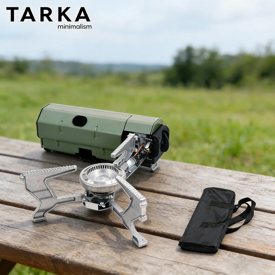 

Складная походная плита TARKA, 2600 Вт, портативная газовая плита высокой мощности для походов на открытом воздухе, пикника, компактная кассетная дорожная печь
