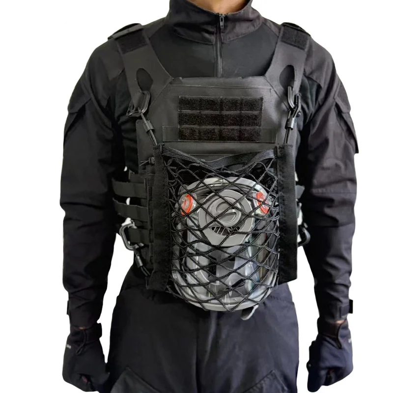 Tactical Elastic Mesh Carrier Pouch 4 Point Hook Plate Carrier Helmet Holder Expandable Gear Storage Vest Accessory