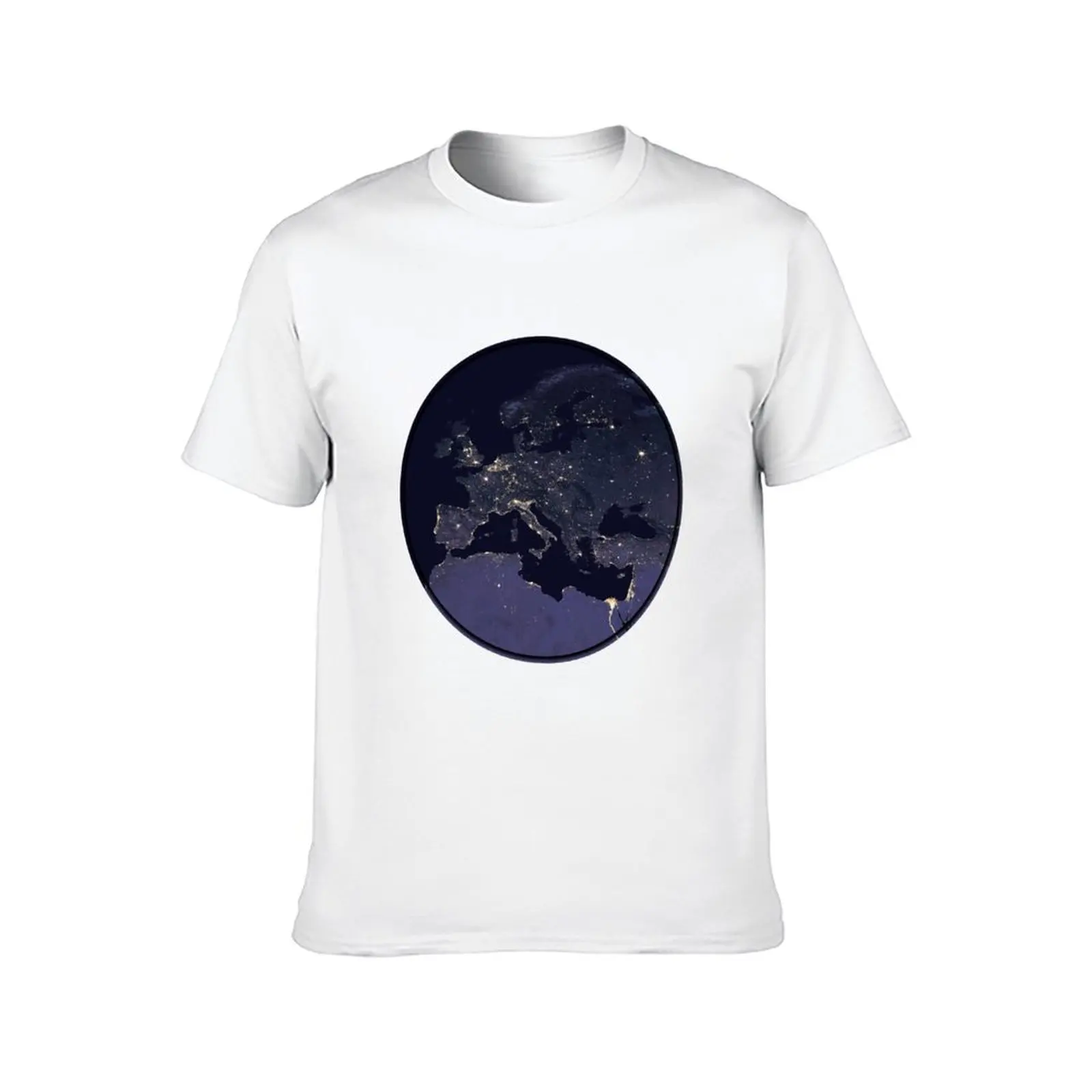 Europe at Night - NASA City Lights Map T-Shirt boys animal print sweat big and tall t shirts for men