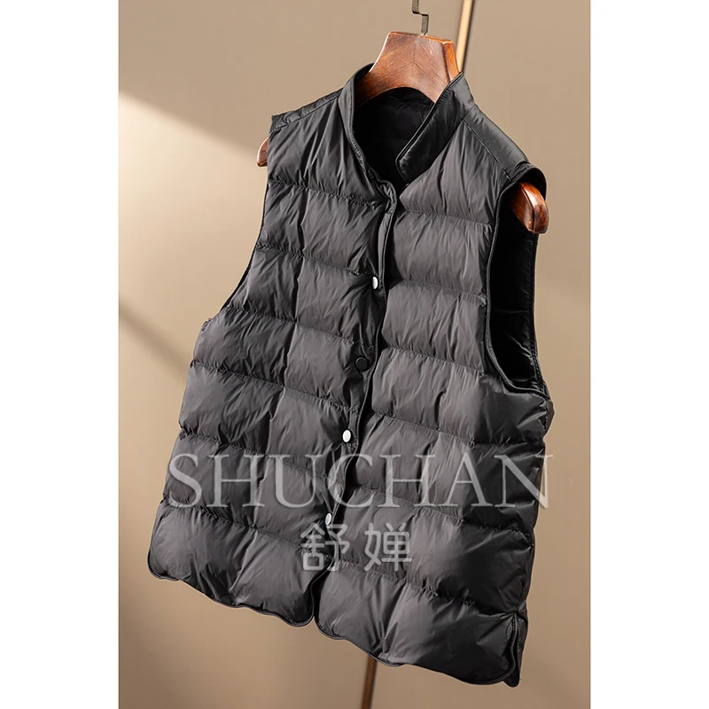 Stacked Warm Fried 90% Stand-up Collar Down Vest Jacket for Women 82C8 Casacos De Inverno Feminino Frete Grátis