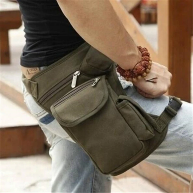 Male Canvas Drop Leg Bag Waist Bag Fanny Pack Belt Hip Bum Travel Multi-purpose Motorcycle Messenger Shoulder Bags