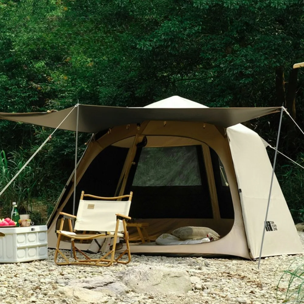 Imagem -02 - Tenda Automática Hexagonal com Cola Preta Toldo Dobrável para Acampamento Viagem ao ar Livre 100 à Prova Dágua Natureza Caminhada Praia Acessórios