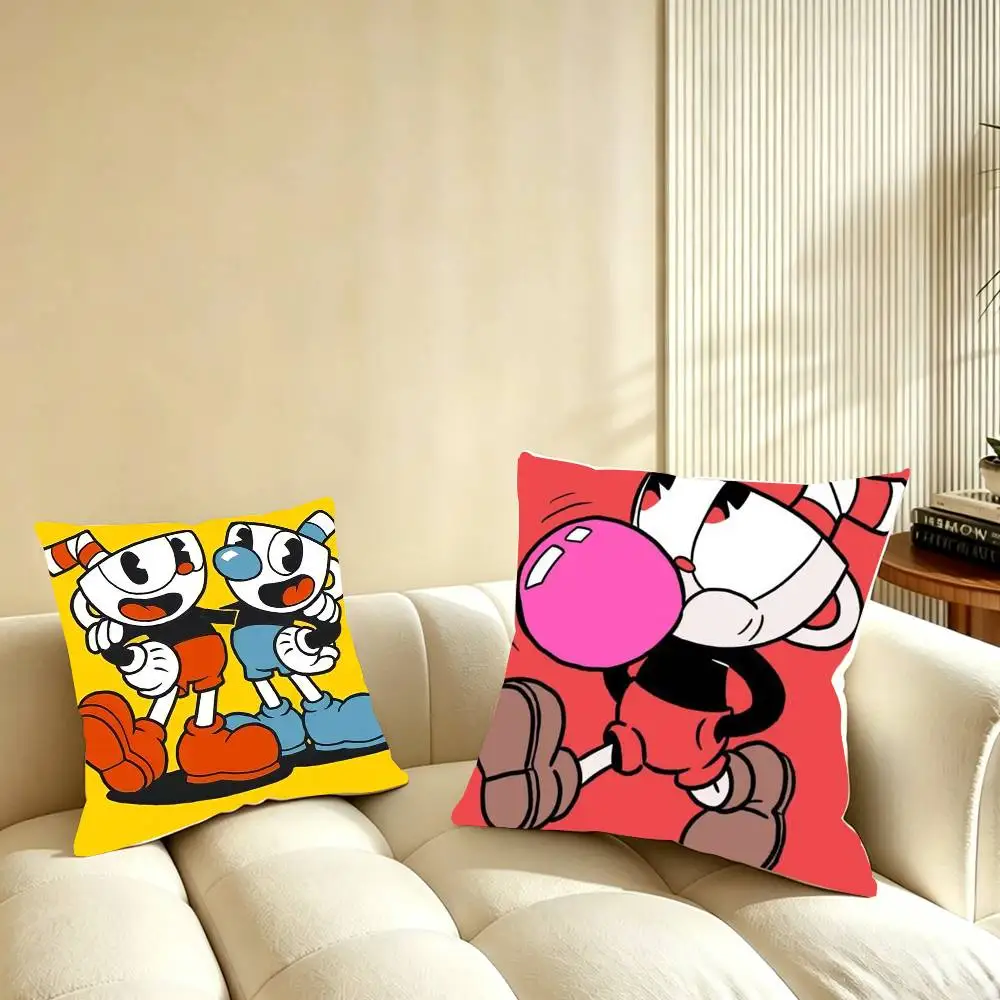 

Game C-Cuphead Pillow Case Pattern Printed Pillowcase For Living Room Sofa Cushion Cover