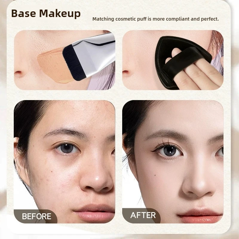 Pennello per fondotinta ultra sottile Tavolozza per miscelazione trucco con spatola Pennello per contorno viso piatto Frullatore per soffio cosmetico Strumenti per trucco di bellezza