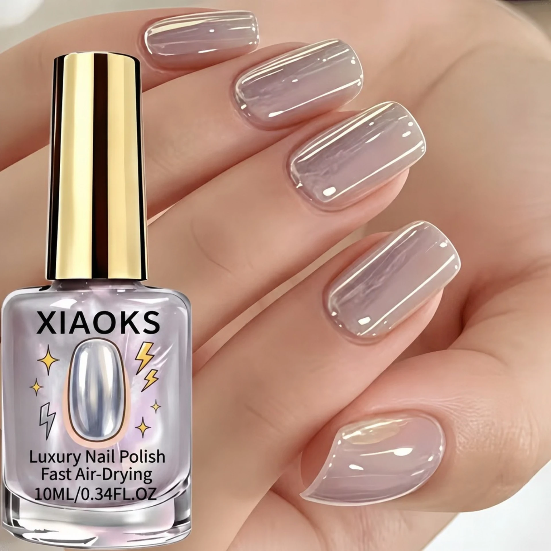 10ml Light purple opal glazed nail polish easy to apply quick drying no baking  long-lasting color fixing  manicure