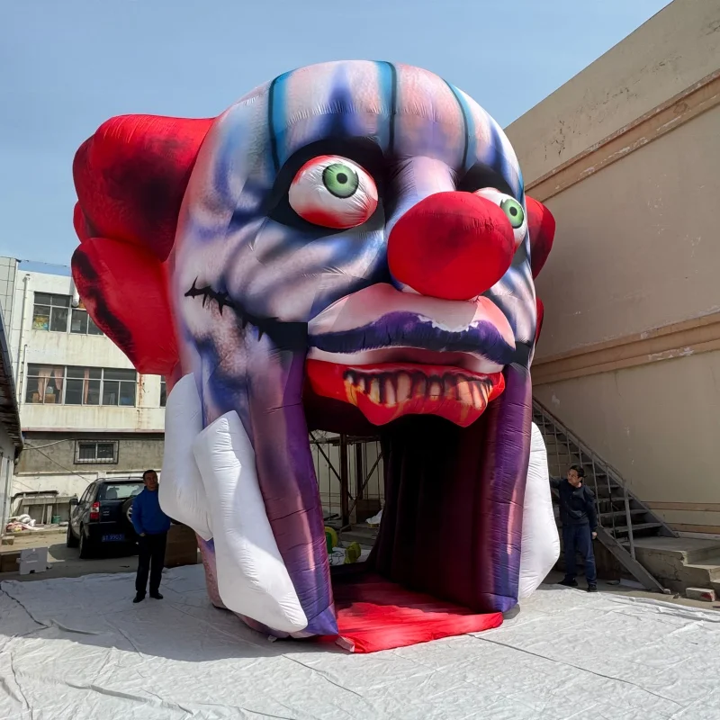 7M high inflatable clown head tunnel for circus events, custom inflatable clown door for party decoration