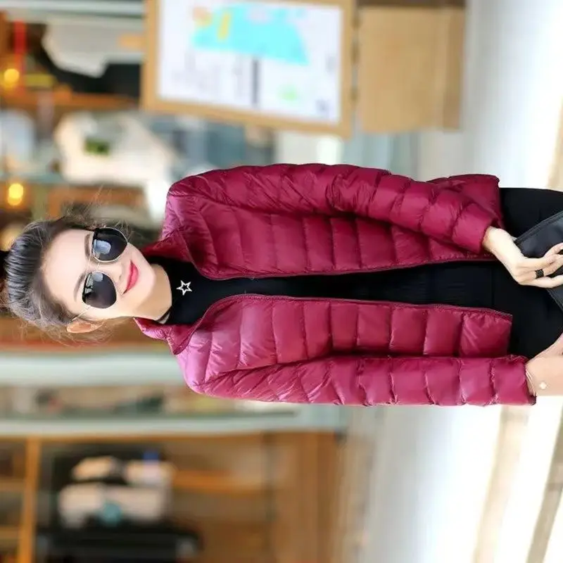 

New Women Cotton Jacket Autumn Winter Lightweight Down Cotton Coat Stand-up Collar Warm Korean version Casual Outerwear