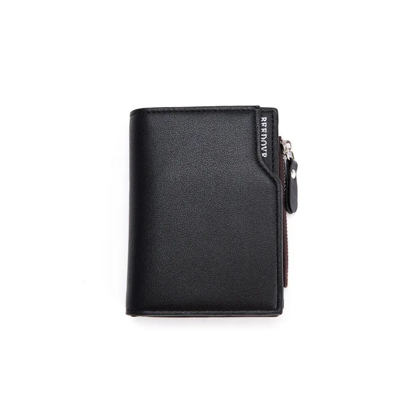 

Men's Short Wallet PU Leather Black/Coffee Zipper Credit Card Holder Male Purse Money Bag