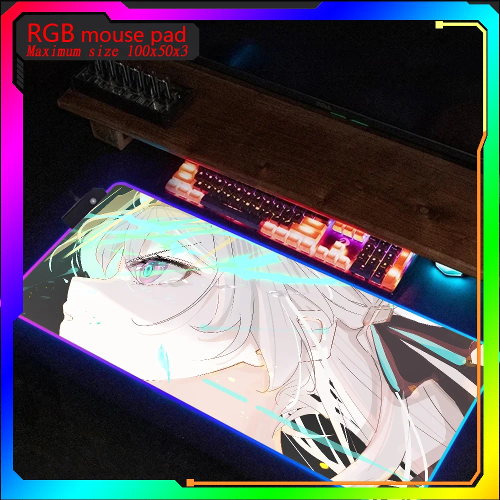 

HD printing Honkai Star Rail Firefly Rgb Mouse Pad Steelseries Laptop Gaming Backlit Keyboard Gamer Girl Table Deskpad Mause pad