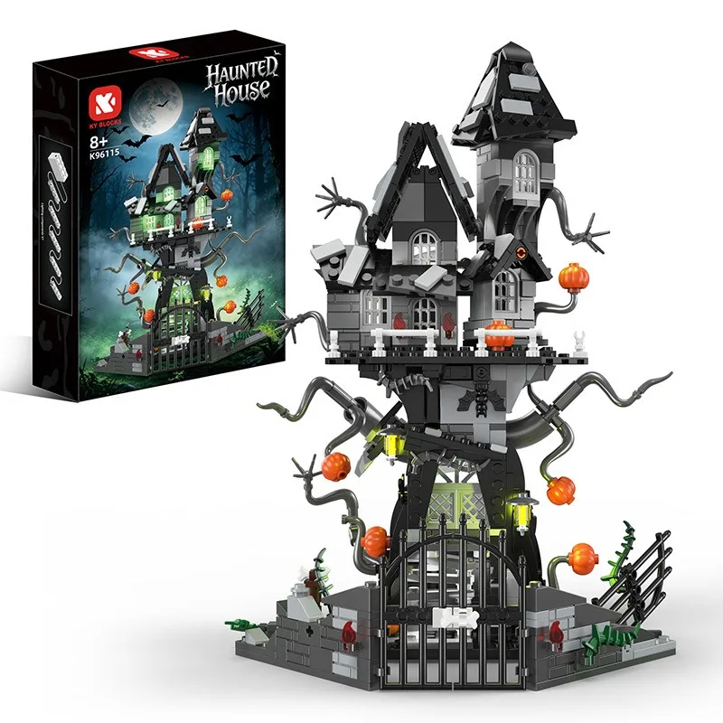 Halloween Vampire Tree House Gothic Style Building Blocks Lighting Creative Architectural Models Puzzle Toys Desktop Decoration view 6