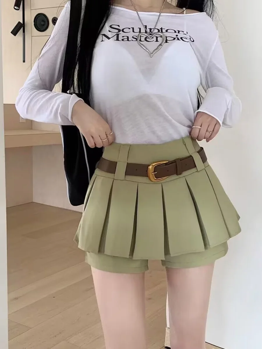 

ature Women's High Waist Pleated Skirt Bla A-Line Skirt Commute Simple Sle Polyester Fiber ort Skirt