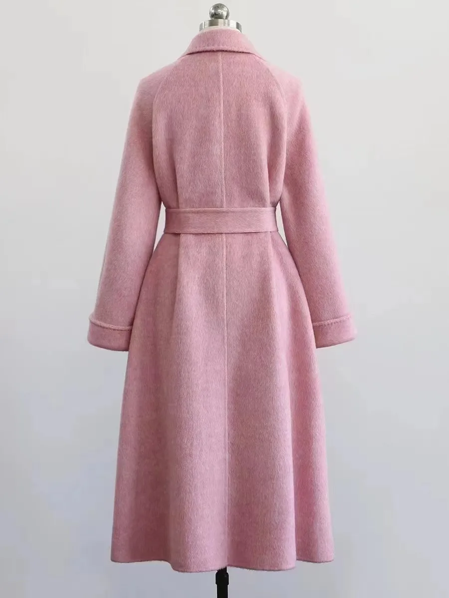 High-end Handmade Trench Coat Women Mulberry Silk Long Coat for Women Autumn Double-sided Wool Coats and Jackets Women