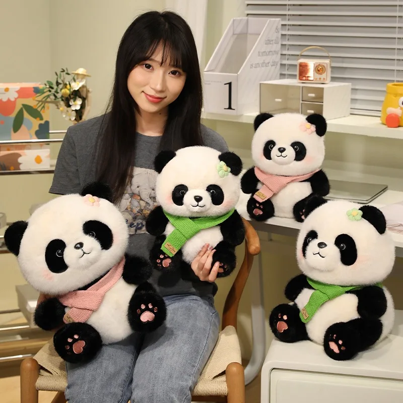 

Cute Cartoon Scarf Panda Plush Toy Black and White Panda Dolls in The Zoo Simulation Stuffed Doll Kawaii Toy Gifts