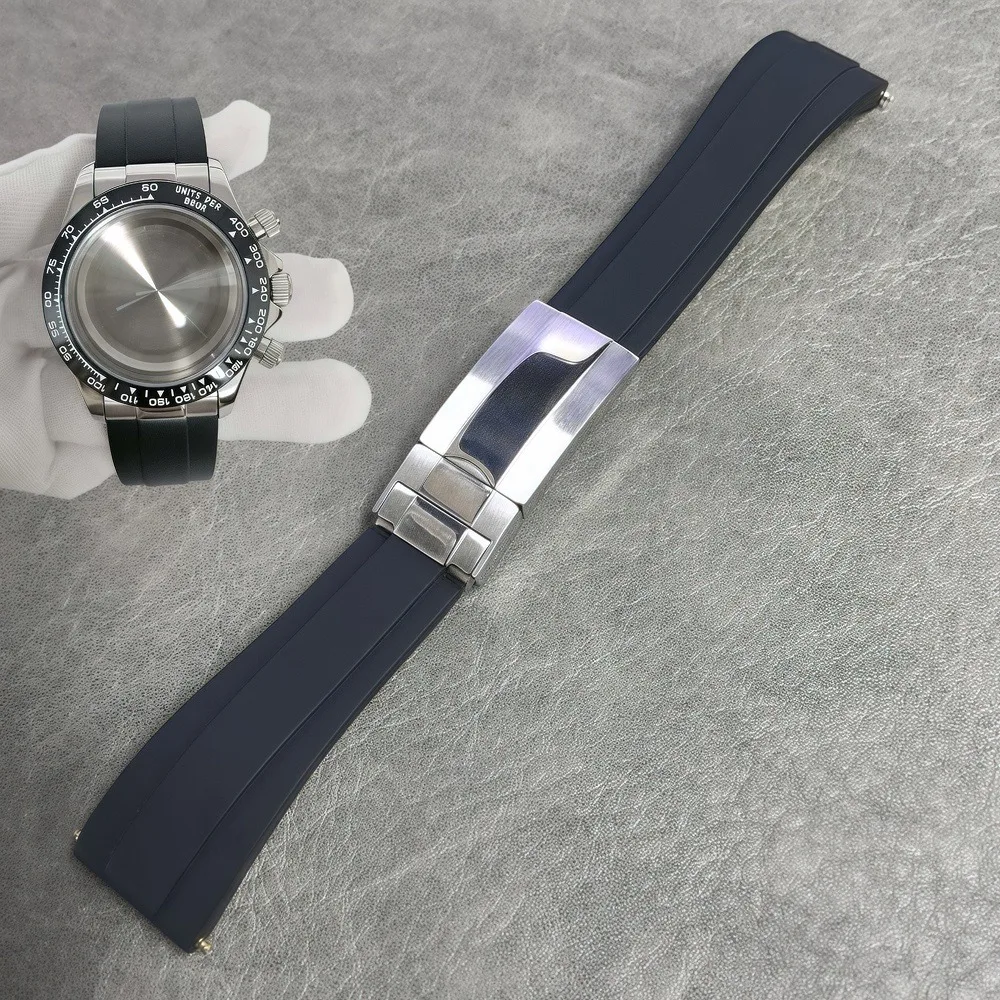 20 مللي متر حزام ساعة اليد المواد المطاطية التكيف VK63/NH35 حركة الفولاذ المقاوم للصدأ للطي مزلاج السلامة أجزاء الساعة وزارة الدفاع