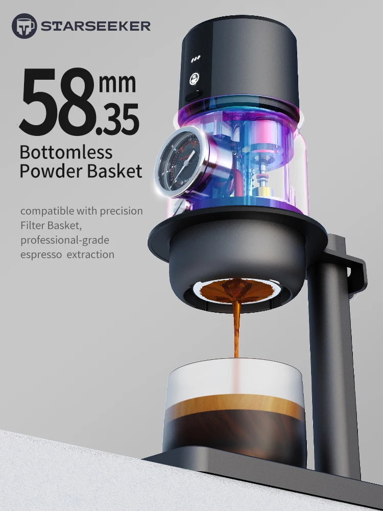 STARSEEKER Super58 Macchina per caffè espresso elettrica portatile Caffettiera da viaggio per macchina da caffè per auto da campeggio con staffa USB-C Tamper