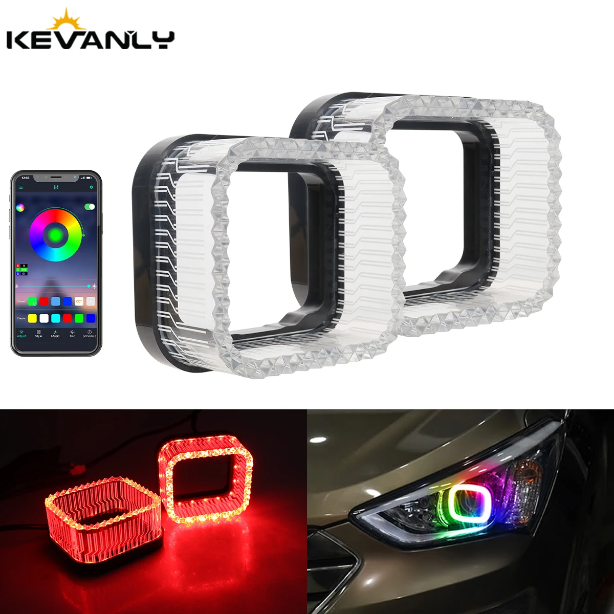 

1.5/3.0 Inch LED 5D Angel Eyes Shrouds Projector Lenses Masks APP For Car Headlights LED DRL Turn Signal Lights Car Accessories