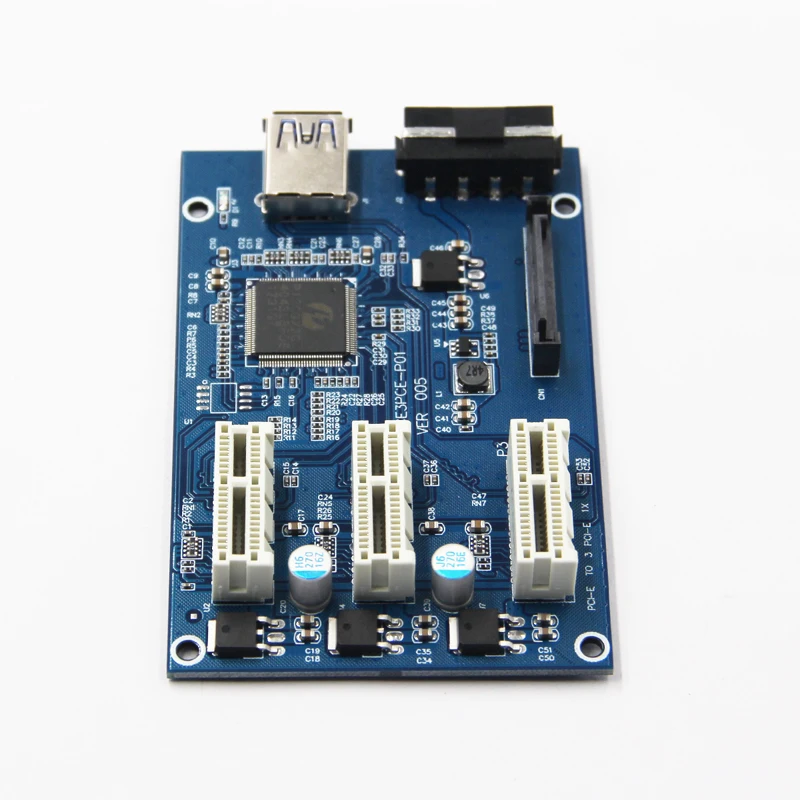 Karta rozszerzeń PCI Express PCI E 1X Slot Riser Card PCI-E 1 to 3 Expansion Adapter 2 Layer PCB Board + 60cm USB 3.0 Cable for Mining