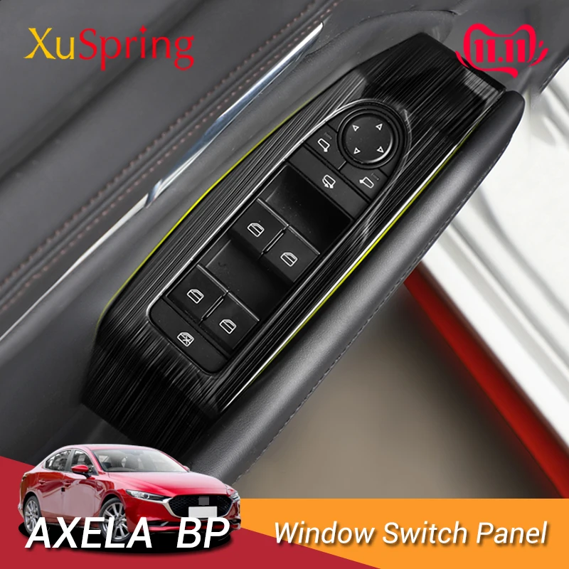 For Mazda 3 2019-2021 2022 2023 Accessories Inner Door Armrest Car Window Switch Adjust Panel Cover Trim Modification Sticker